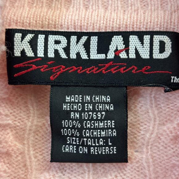 Kirkland Womens Cashmere Cableknit Quiet Luxury Turtleneck Sweater Size L Pink - Picture 3 of 9
